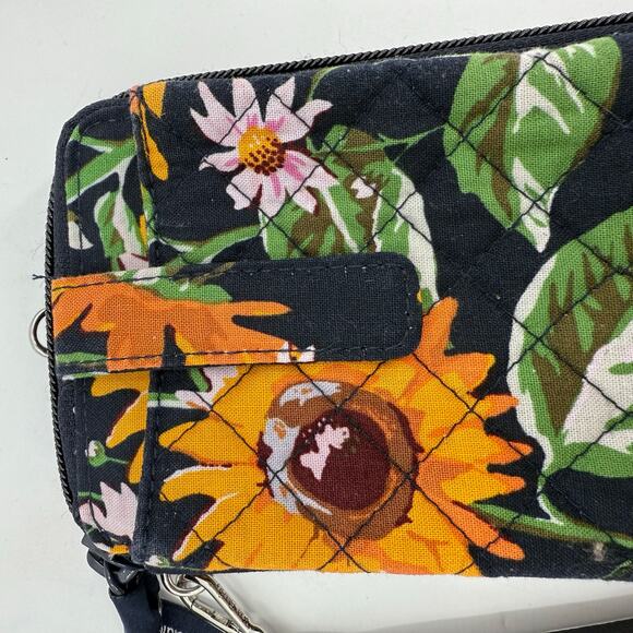 Vera Bradley Wristlet Wallet Sunflowers Quilted Cotton ID Storage RFID Travel - Picture 9 of 12
